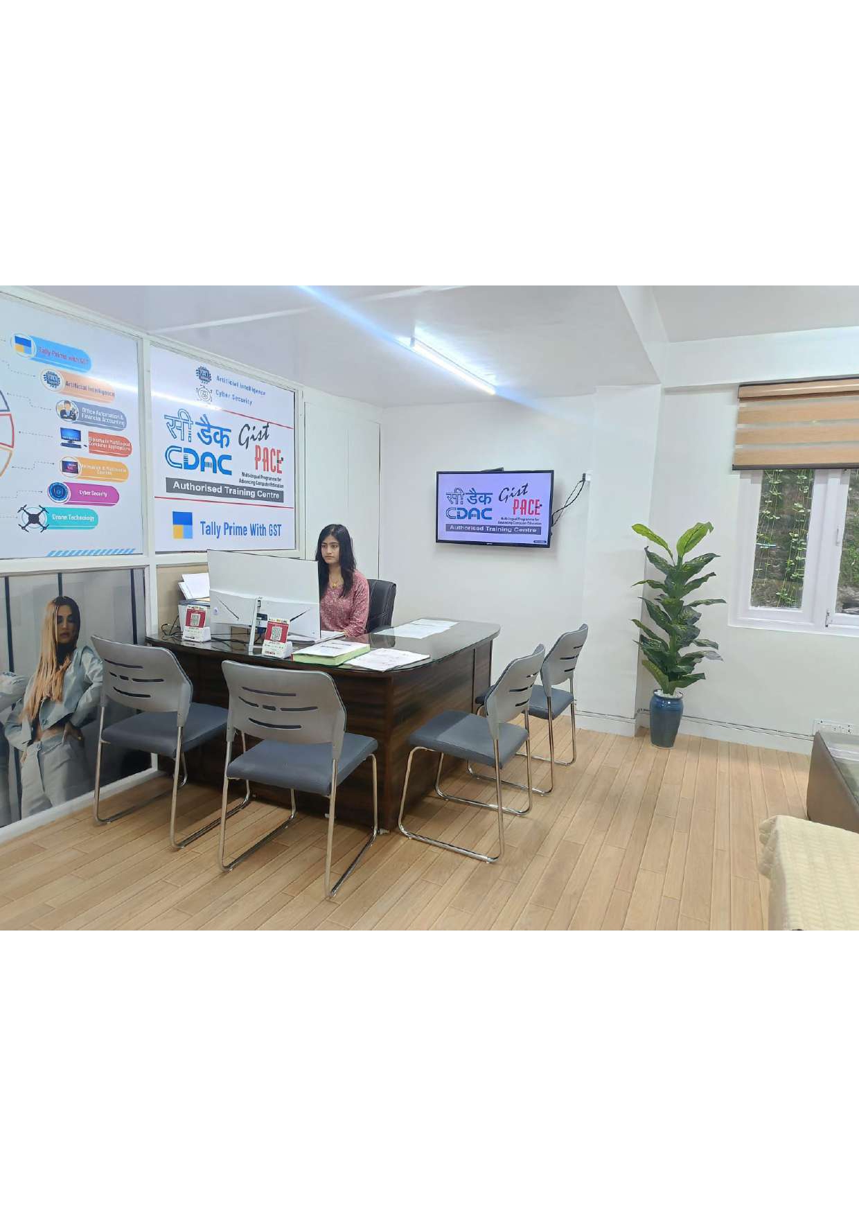 Students learning in modern classroom
